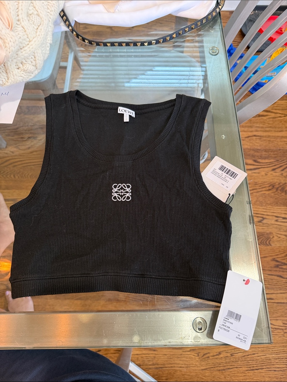 Loewe anagram cropped top size small nwt ribbed cotton